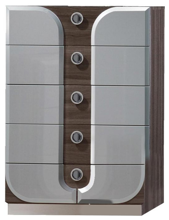 5 Drawers Chest, Zebra Wood Grain Contemporary Dressers by