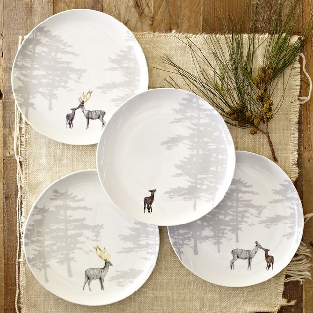 Reindeer Organic Dessert Plates, Set of 4