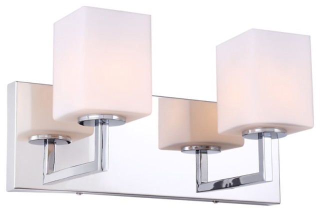 Woodbridge Lighting Candice 2Lt Glass LED Bath Light in Chrome/Opal Square
