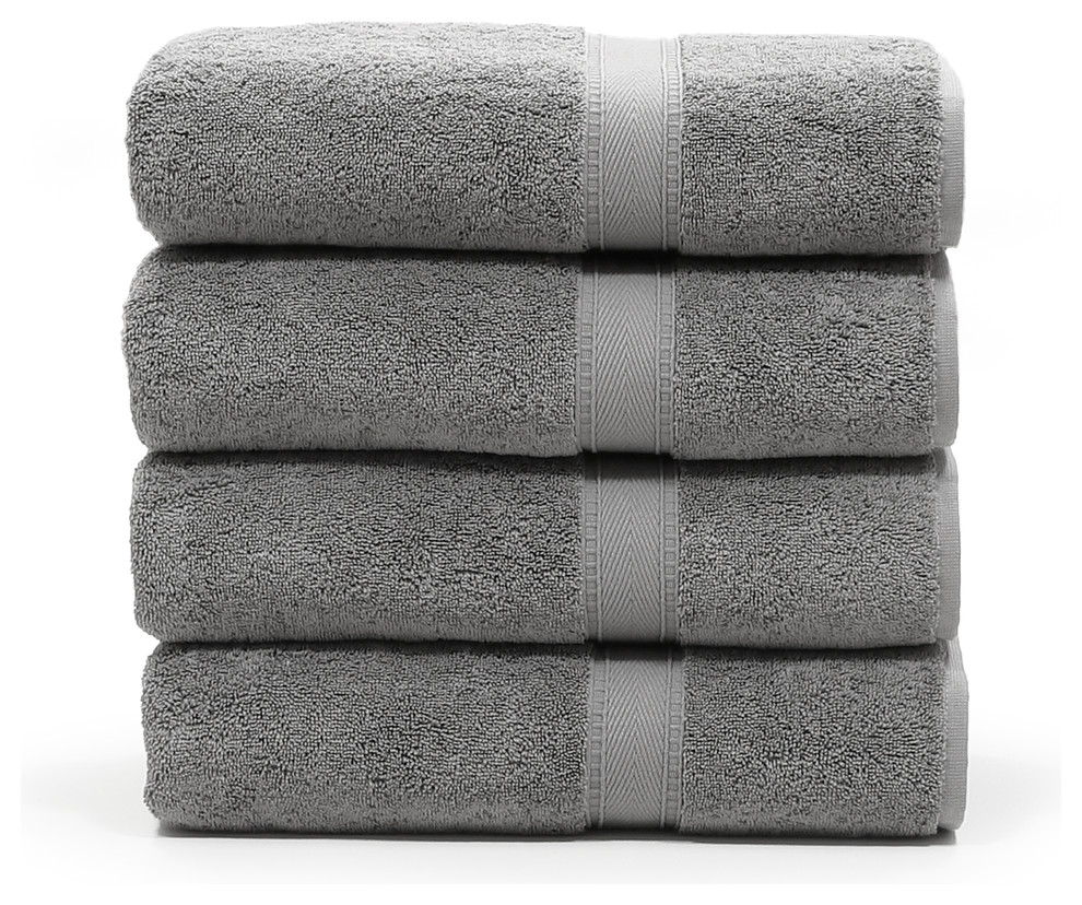 Linum Home Textiles Sinemis Terry Bath Towels, Set of 4, Dark Gray