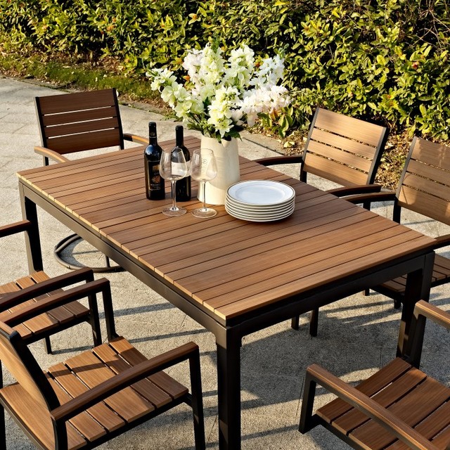 Belham Living Carmona Faux Wood Extension Patio Dining Set Seats Belham Living Carmona Faux Wood Extension Patio Dining Set Seats Up To 8 Multi Modern Furniture And Outdoor By Hayneedle