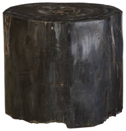 27 Side Table Accent Solid Petrified Wood Stump Dark Finish Round