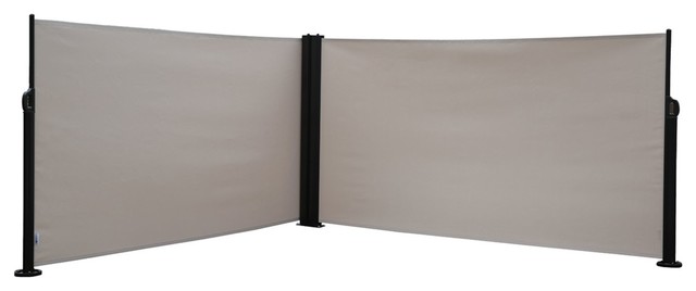 Retractable Double Folding Screen Fence Privacy Divider, Beige ...