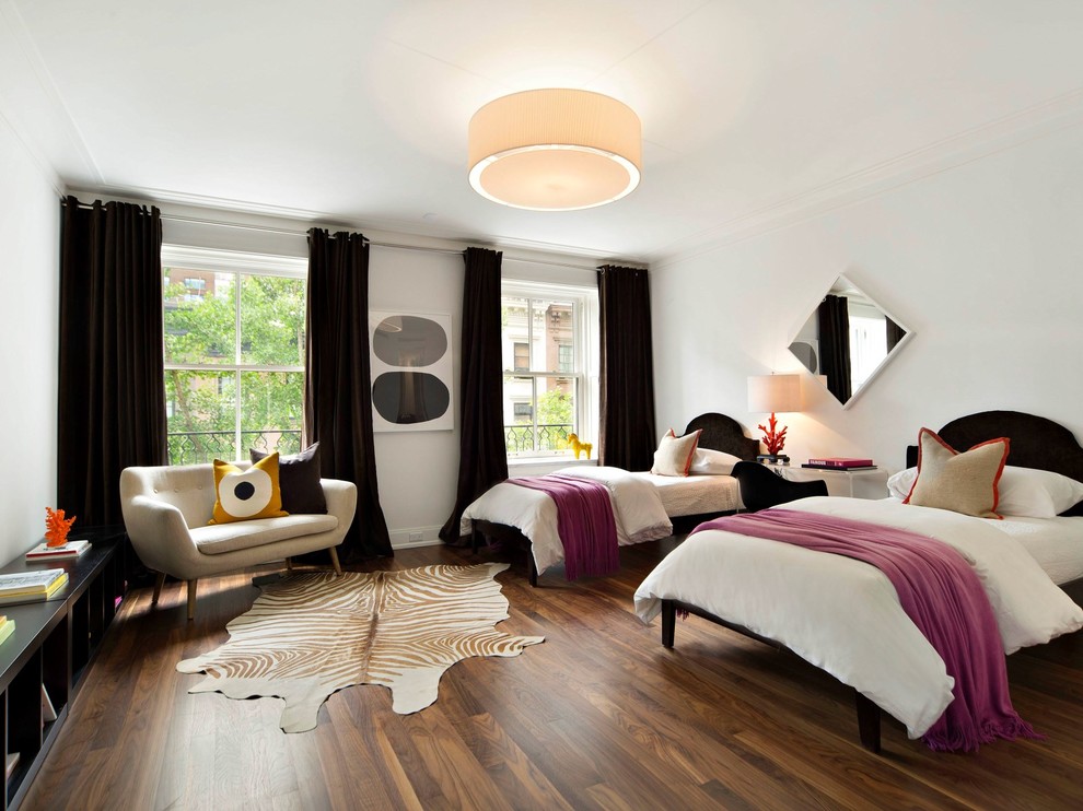 Example of a transitional bedroom design in New York