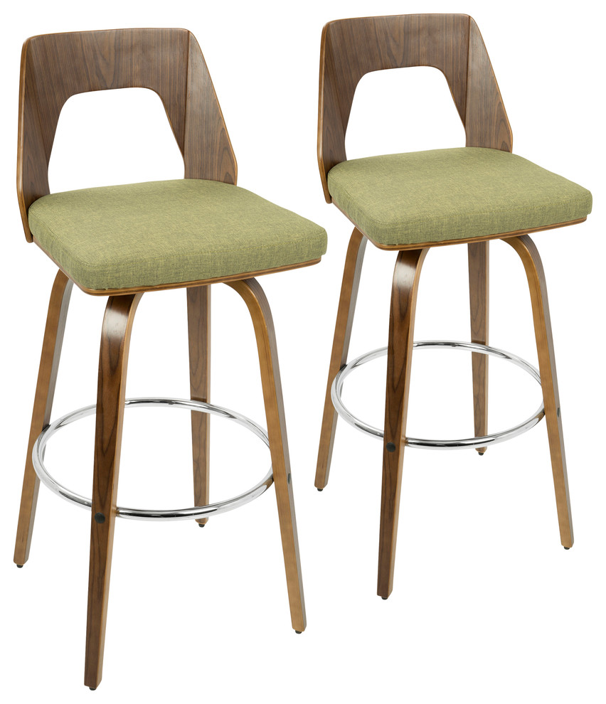 LumiSource Trilogy Barstool, Walnut and Green, Set of 2