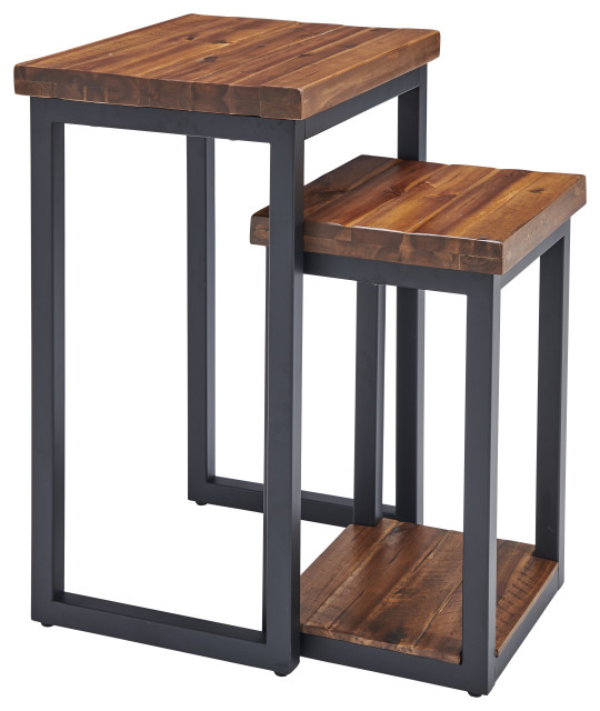 Claremont Rustic Wood Nesting End, Rustic Grey Coffee Table And End Tables