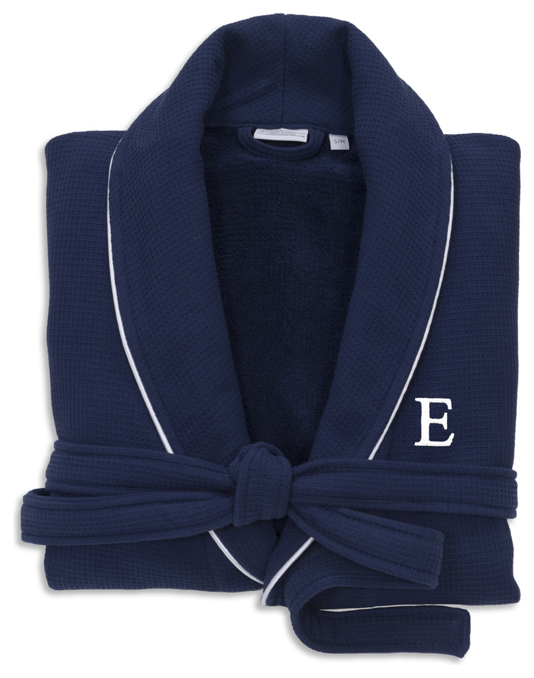 100% Turkish Cotton Waffle Terry Navy Robe, Small/Medium, Bookman, E