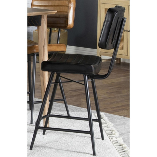 Coaster Stanton 24.5 In. Black And Grey Solid Back Wood Frame Counter Height Stool (Set Of 2) 102069GRY
