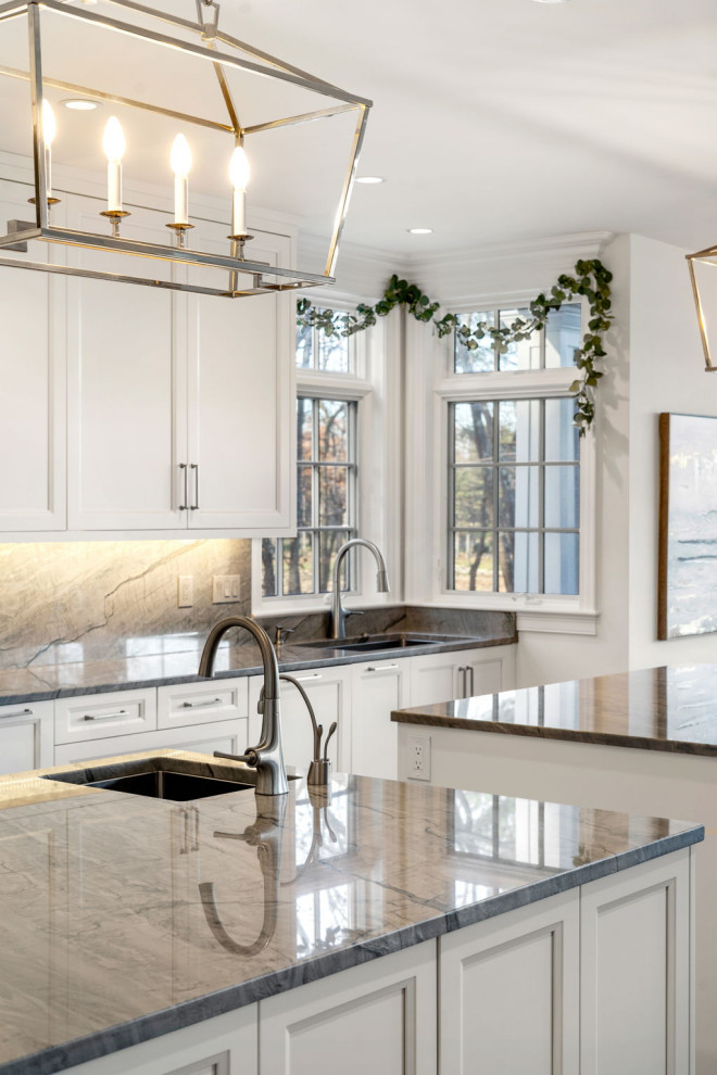 Example of a transitional kitchen design in Boston