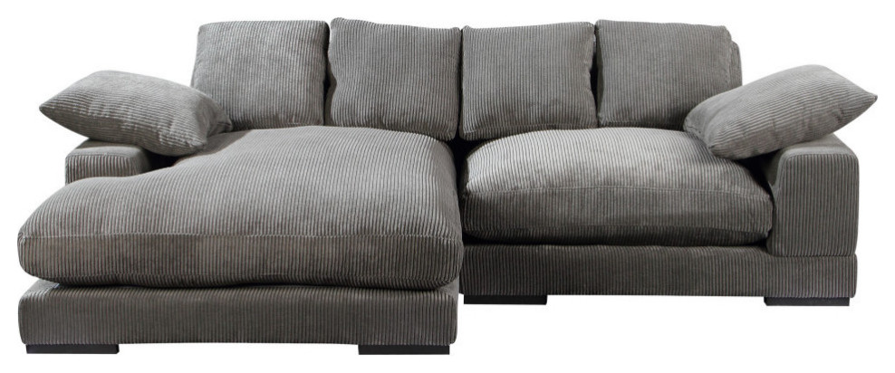 2 Pc Grey Corduroy Large Reversible Modular Sectional Sofa