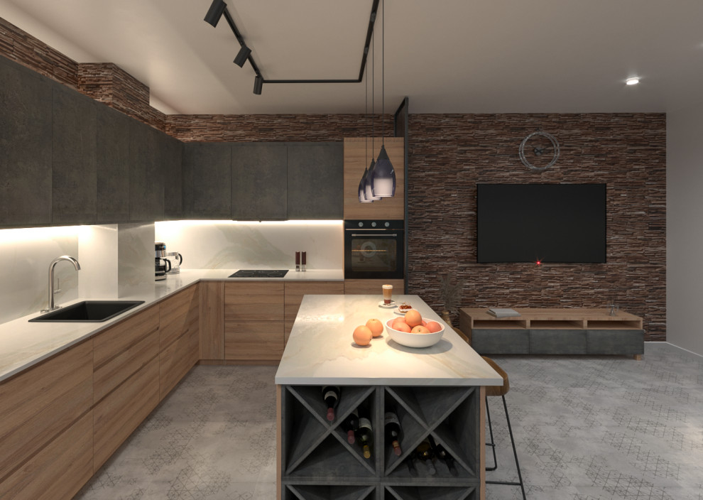 Переустройство кухни-гостиной в трехкомнатной квартире