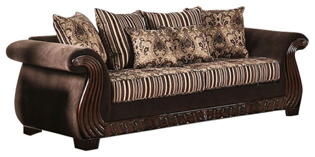 Ratteling Traditional Style Sofa Brown