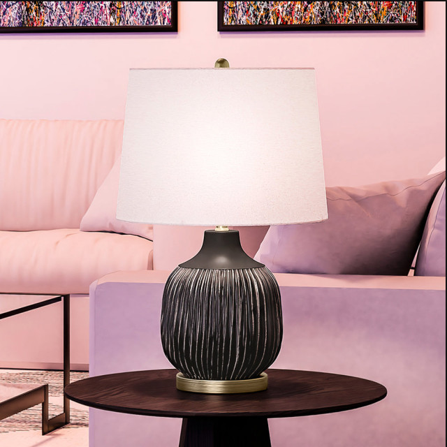 Vintage Table Lamp 15''W x 15''D x 24''H, Antique Black Finish