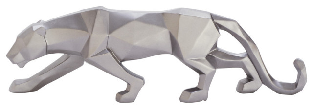 CosmoLiving by Cosmopolitan Silver Polystone Sculpture, Leopard