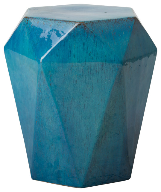 Hex Facet Turquoise Garden Stool - Contemporary - Accent And Garden ...