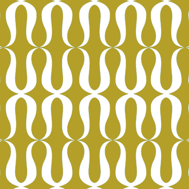 Tilez Peel & Stick Wallpaper Squares - Retro Loops, Ochre, 12"x12" 5-Pack
