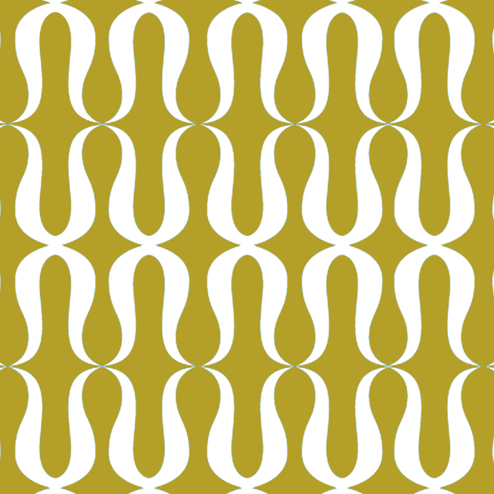 Tilez Peel & Stick Wallpaper Squares - Retro Loops, Ochre, 12"x12" 5-Pack