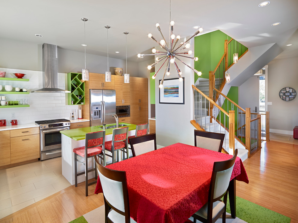 Dining Room, Kitchen and Stairs - Transitional - Kitchen ...