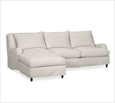 Carlisle Slipcovered Right 2-Piece Sectional with Chaise, Washed Linen/Cotton Iv