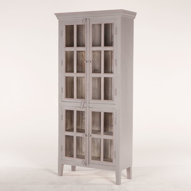 83 T Cabinet Hand Crafted Solid Mango Wood Crown Molding Gl Panel Doors