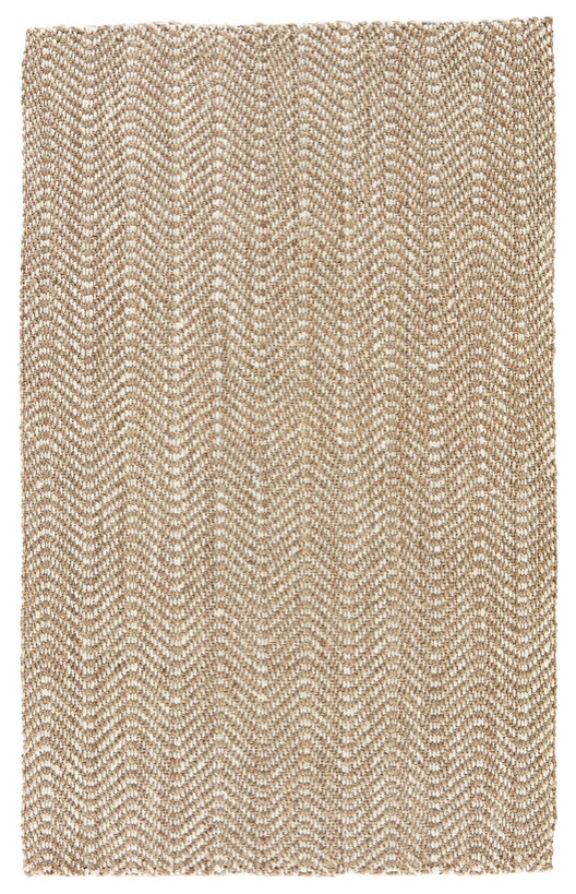 Jaipur Living Alix Natural Chevron Taupe/ White Area Rug 2'X3' Beach