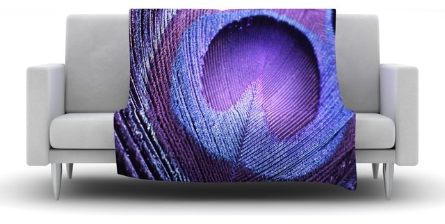 Monika Strigel "Purple Peacock" Lavender Fleece Blanket, 50"x60"