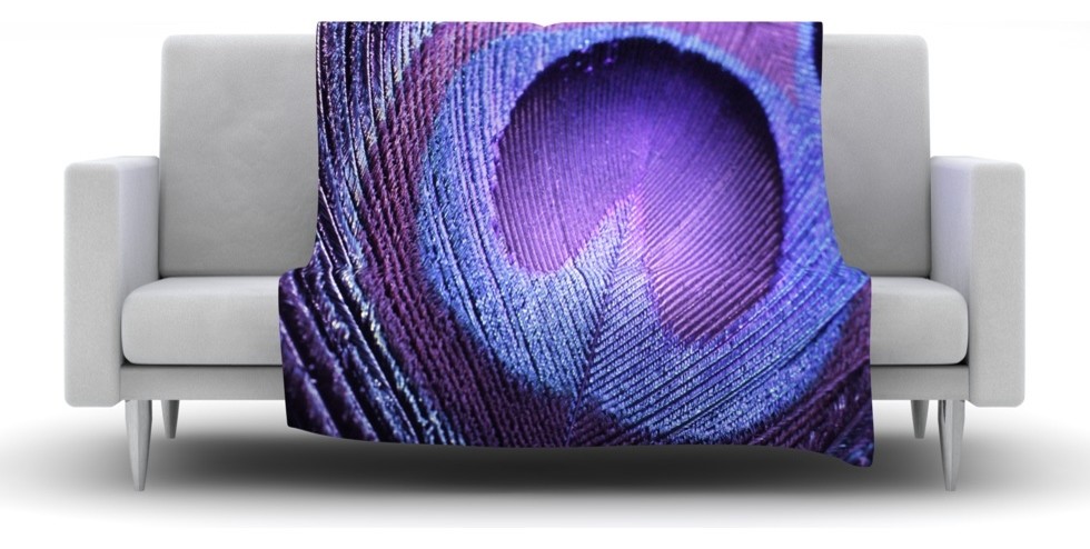 Monika Strigel "Purple Peacock" Lavender Fleece Blanket, 50"x60"