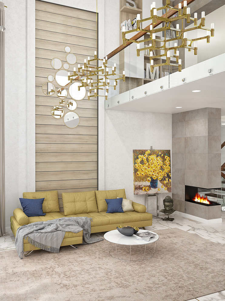 Гостиная со вторым светом в загородном доме