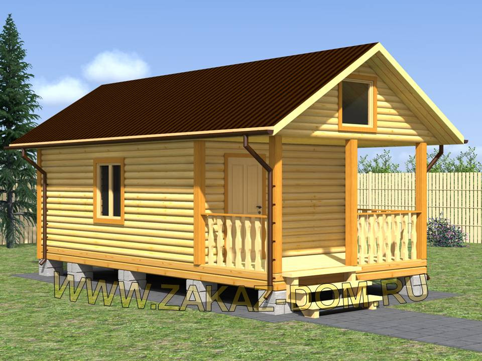 Проект одноэтажной бани из бруса (4х8 м) : Б-103