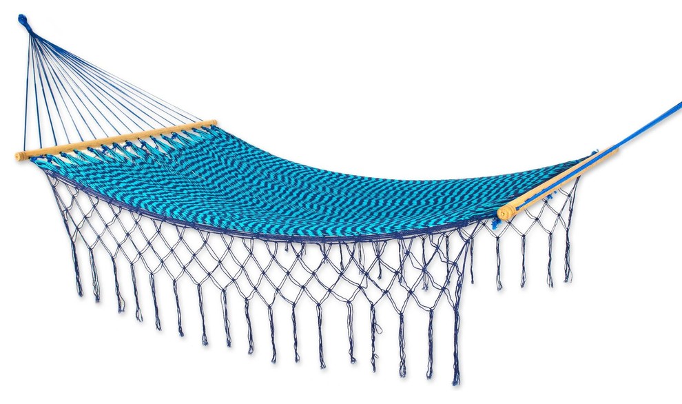 Nylon Rope Hammock, "Sea And Sky", Single Beach Style Hammocks And