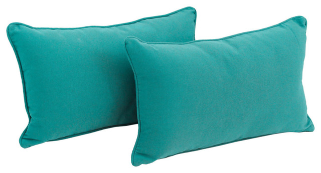 20" by 12IN Solid Twill Back Support Pillows, Aqua Blue
