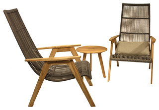Idra 3-Piece Teak and Wicker Lounge Chair Set