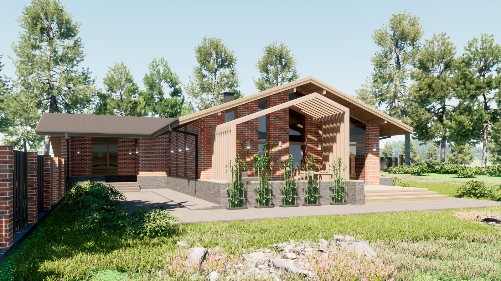 Одноэтажный дом со вторым светом