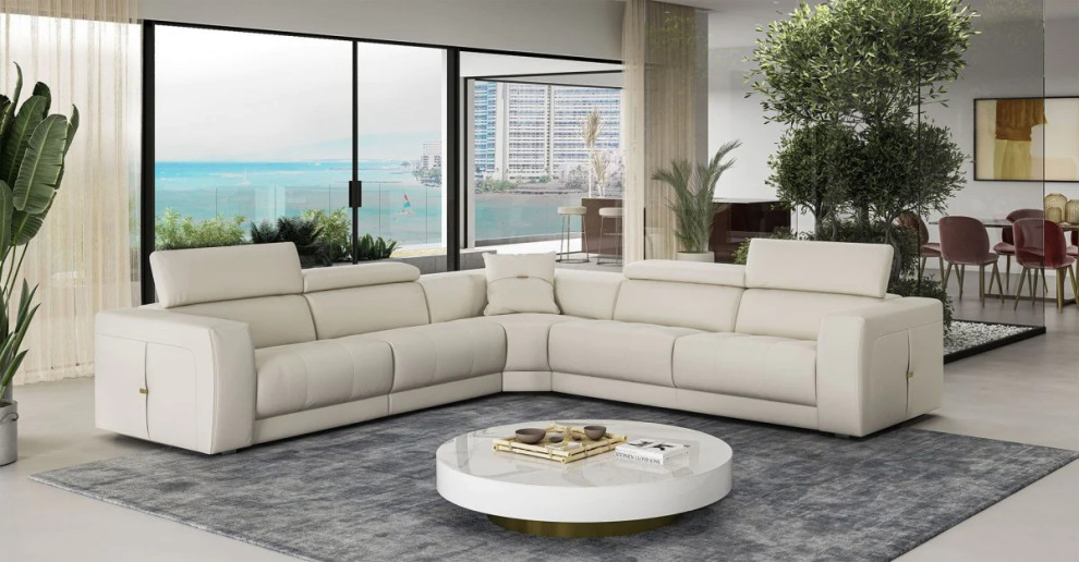 Rose Modern Italian White Leather Sectional & Recliners Contemporary Sectional Sofas by V