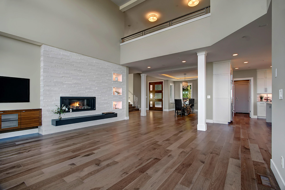 Design ideas for a contemporary living room in Seattle.