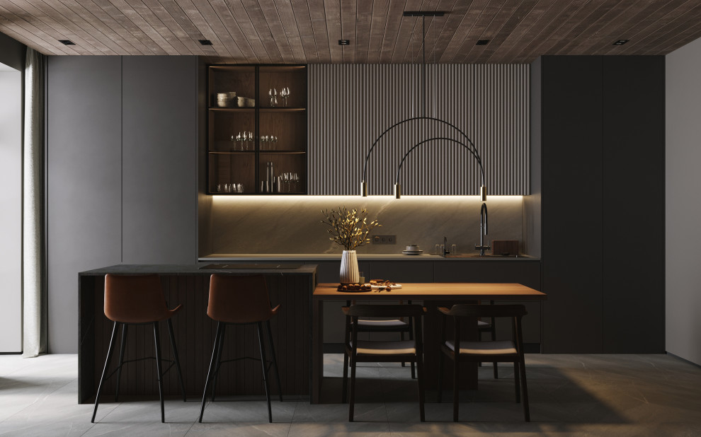 Кухня в большом доме.