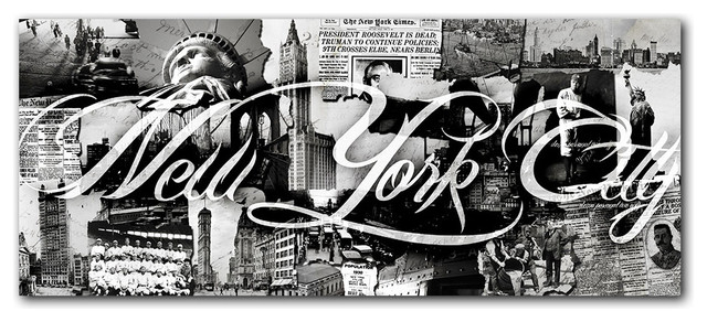 Vintage B&W New York City" Canvas Wall Art - Contemporary - Prints And  Posters - by Ready2hangart | Houzz