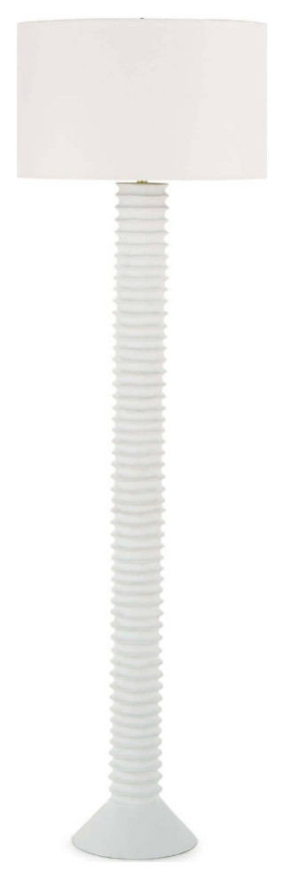 Nabu Accordion-Base White Linen Shade Metal Floor Lamp