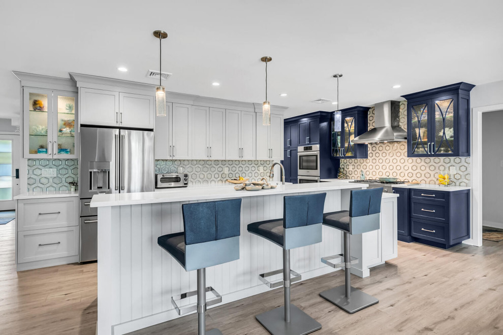Grey & Navy Kitchen Open Concept Transitional Kitchen New York