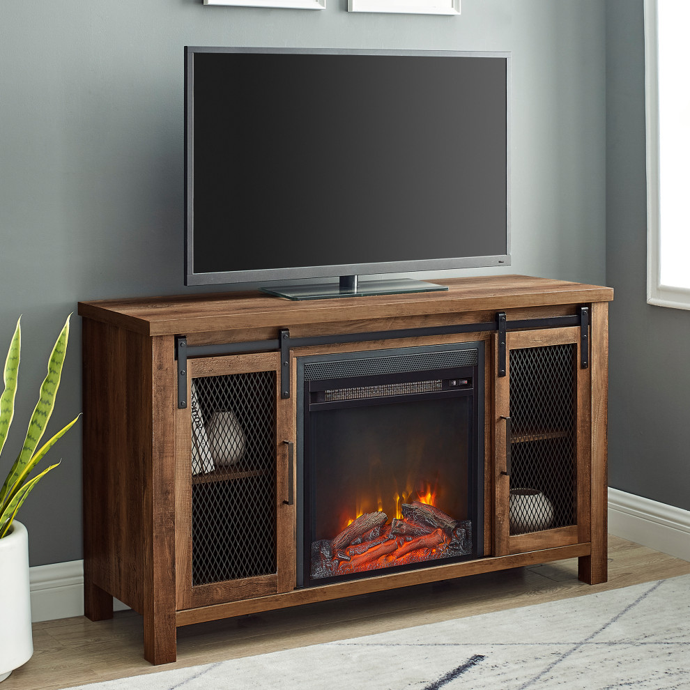 48" Rustic Farmhouse Fireplace TV Stand Farmhouse Entertainment