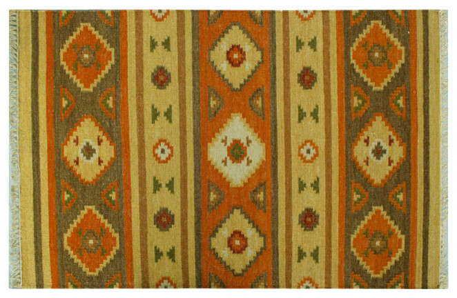 Area Rug 100% Wool Anatolian Kilim Reversible Hand Woven Rug