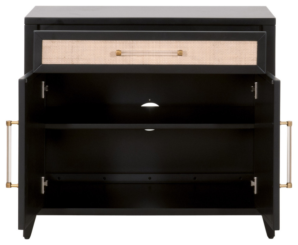 Holland Media Chest Solid Wood and Rattan Inlay Tropical