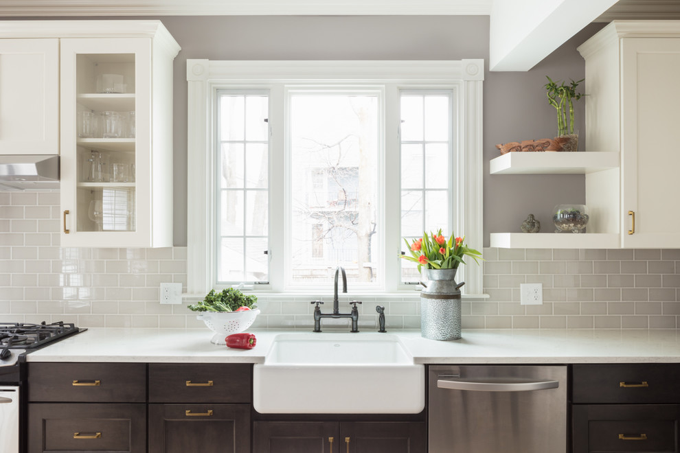 Example of a country kitchen design in Boston