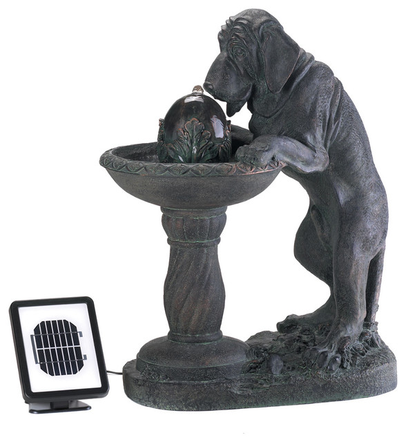 Thirsty Dog Solar Water Fountain Traditional Outdoor Fountains And