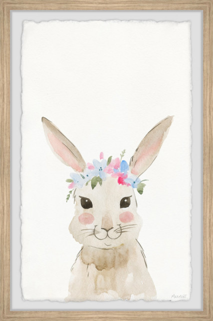 "Bunny Flower Crown" Framed Painting Print, 20x30
