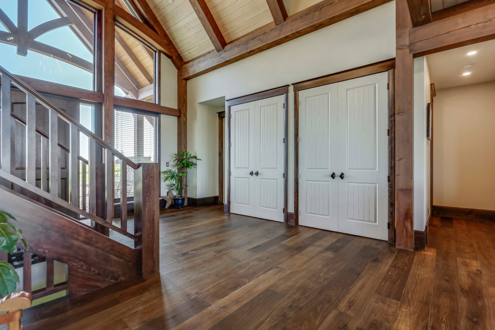 Inspiration for a rustic entryway remodel in Calgary