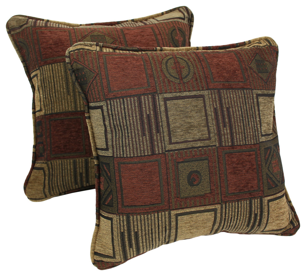 18" DoubleCorded Jacquard Chenille Square Throw Pillows, Set of 2