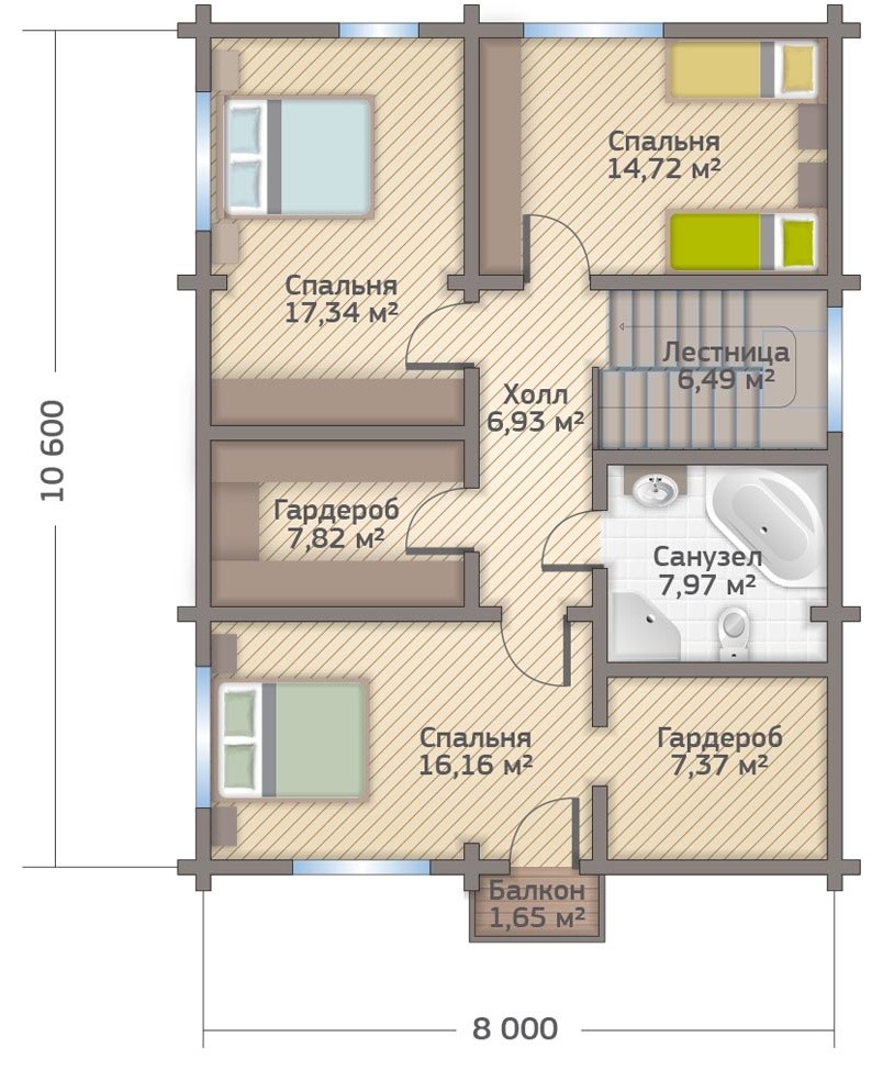 Деревянный дом из клееного бруса 185 кв.м. (СП-185)