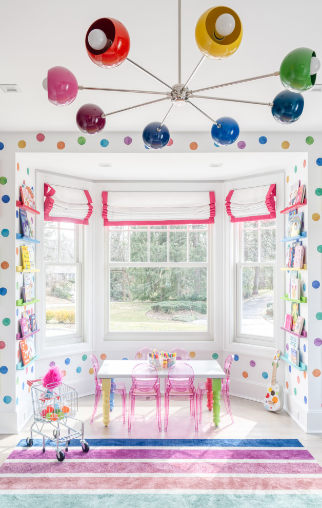 This is an example of a medium sized classic gender neutral playroom in New York.