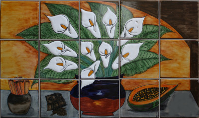 Callalilies And Cinammon Clay Talavera Tile Mural Tile Murals